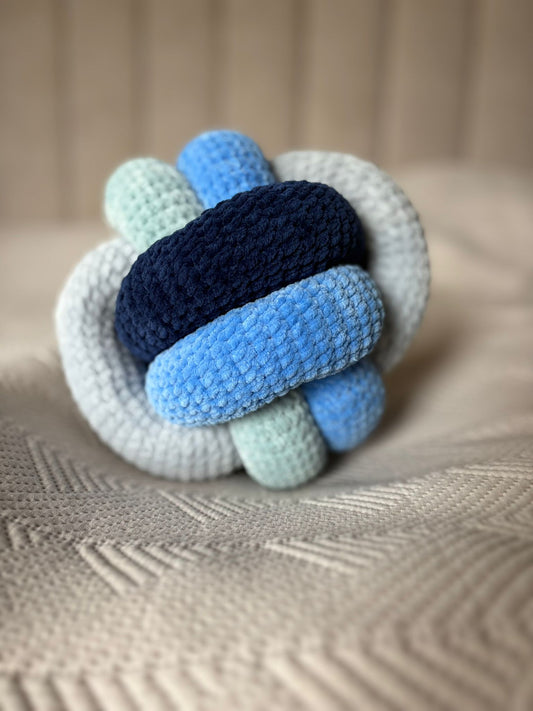Blue velvet monkey's fist pillow