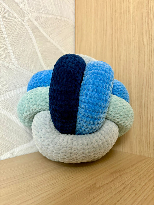 Blue velvet monkey's fist pillow