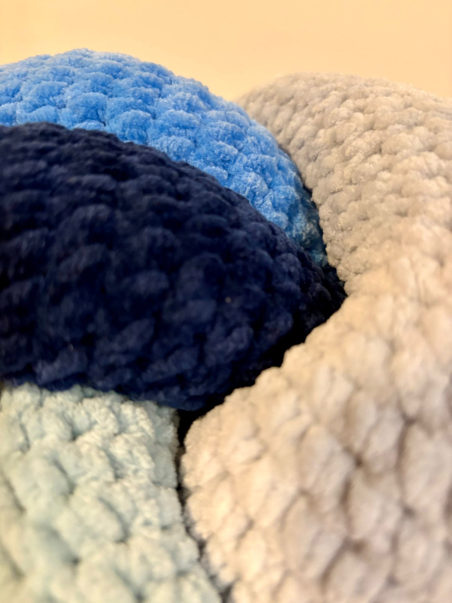 Blue velvet monkey's fist pillow
