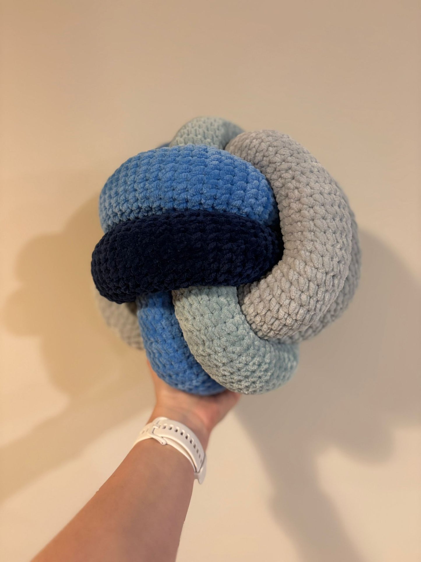 Blue velvet monkey's fist pillow