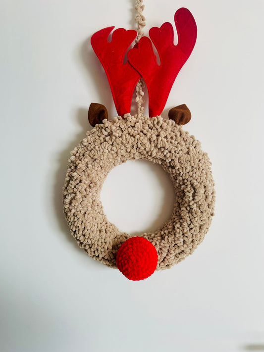 Reindeer Christmas door wreath