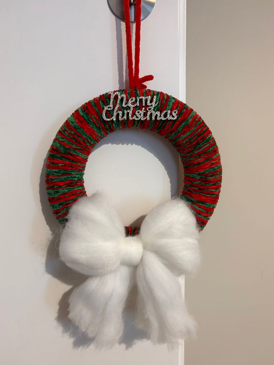 Red and green velvet Christmas wreath
