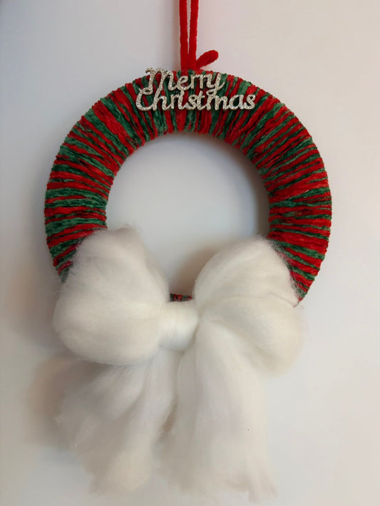 Red and green velvet Christmas wreath